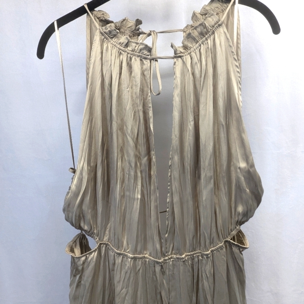 NWT Zara Wrinkle Look Satin Effect Sleeveless Cut Out Midi Dress - Size XL - Picture 5 of 10